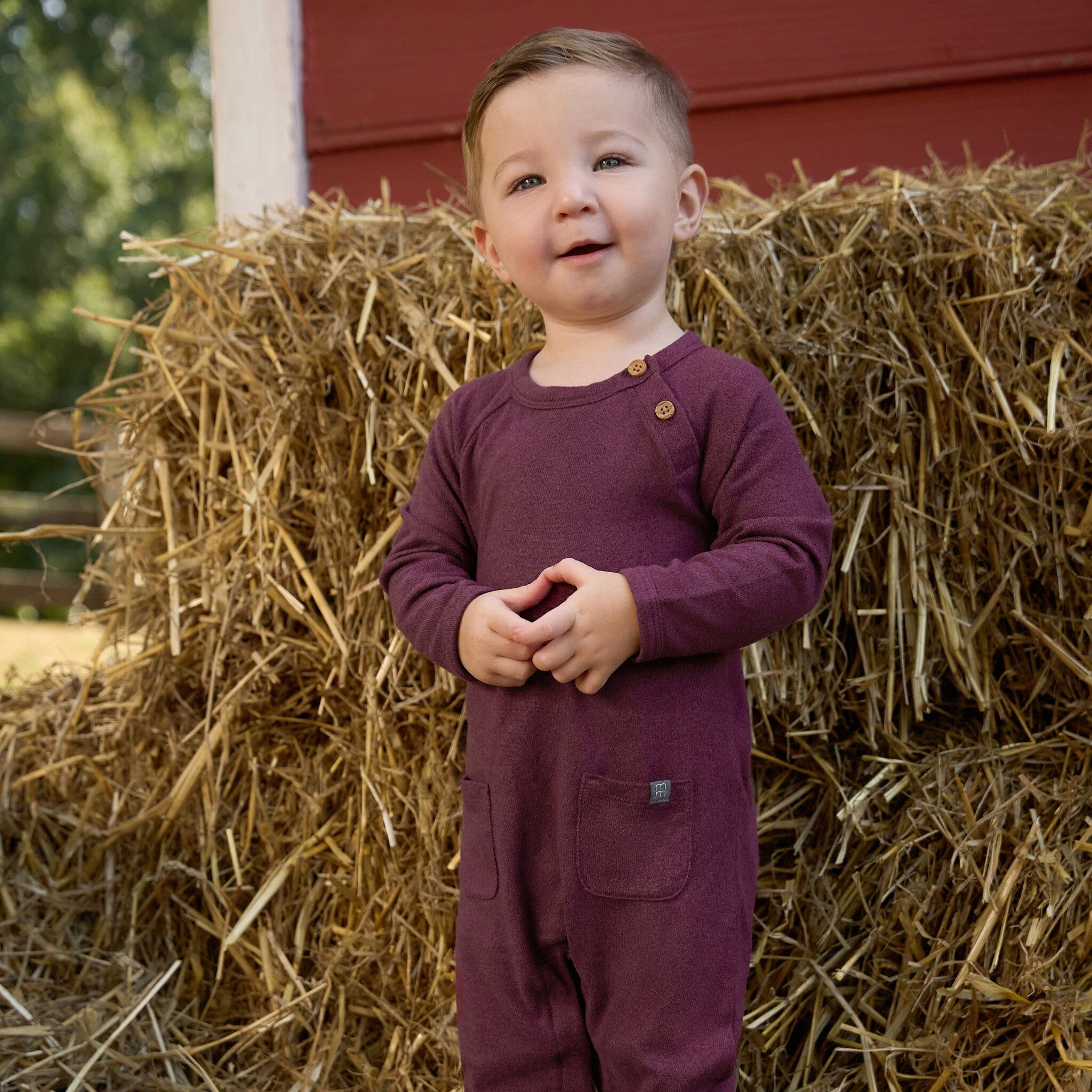 Baby Boys Purple Heather Raglan Sleeve & Long Leg Romper Rompers Modern Moments™ by Gerber® 