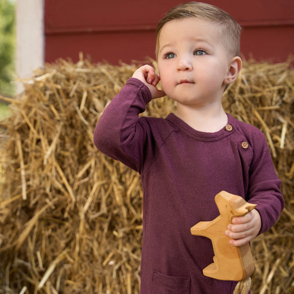 Baby Boys Purple Heather Raglan Sleeve & Long Leg Romper Rompers Modern Moments™ by Gerber® 