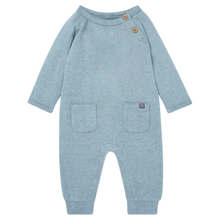 Baby Boys Teal Heather Hacci Long Sleeve Romper