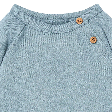 Baby Boys Teal Heather Hacci Long Sleeve Romper