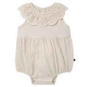 Baby Girls Whitecap Gray Lace Ruffle Bubble Romper Rompers Modern Moments™ by Gerber® 