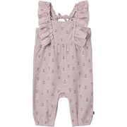 Baby Girls Light Lilac Stamp Fleur Ruffles Long Leg Romper