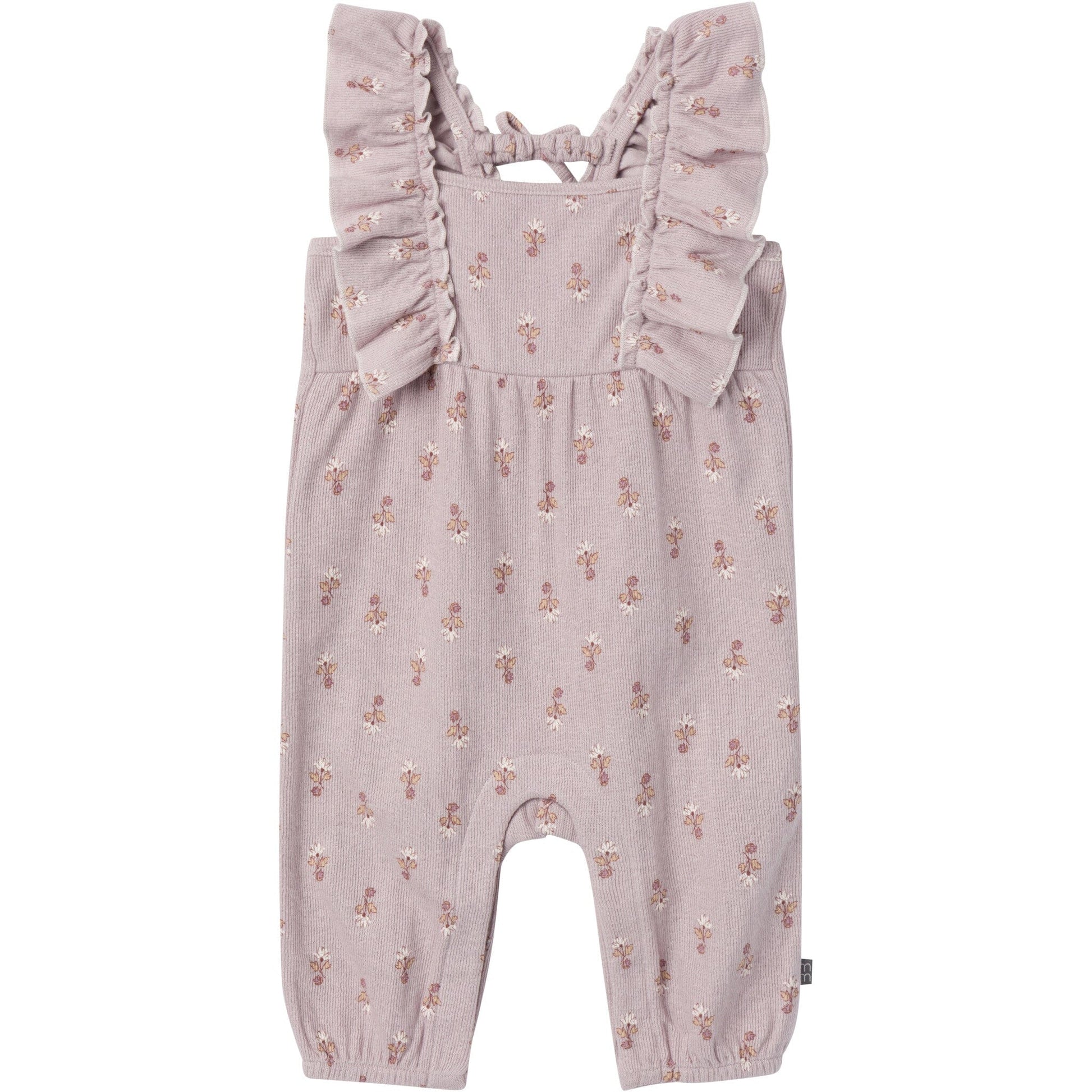 Baby Girls Light Lilac Stamp Fleur Ruffles Long Leg Romper
