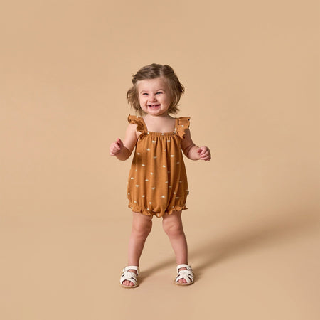 Baby Girls Brown Sun Bubble Romper