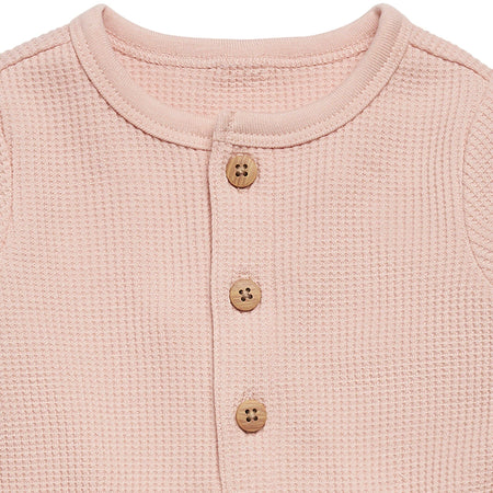 Baby Girls Pink Kangaroo Pocket Viscose Waffle Romper