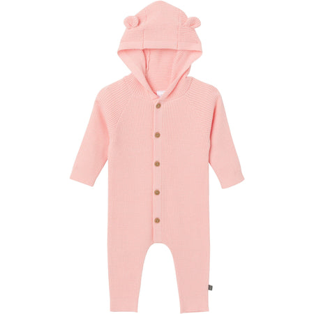 Baby Girls Pink Hooded Viscose Sweater Romper