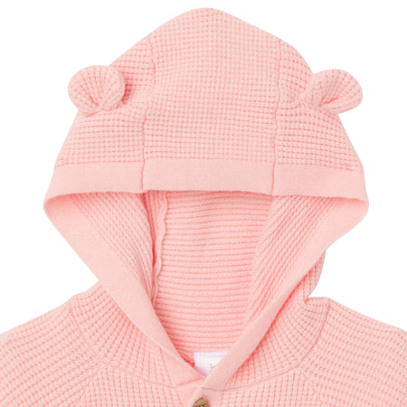 Baby Girls Pink Hooded Viscose Sweater Romper