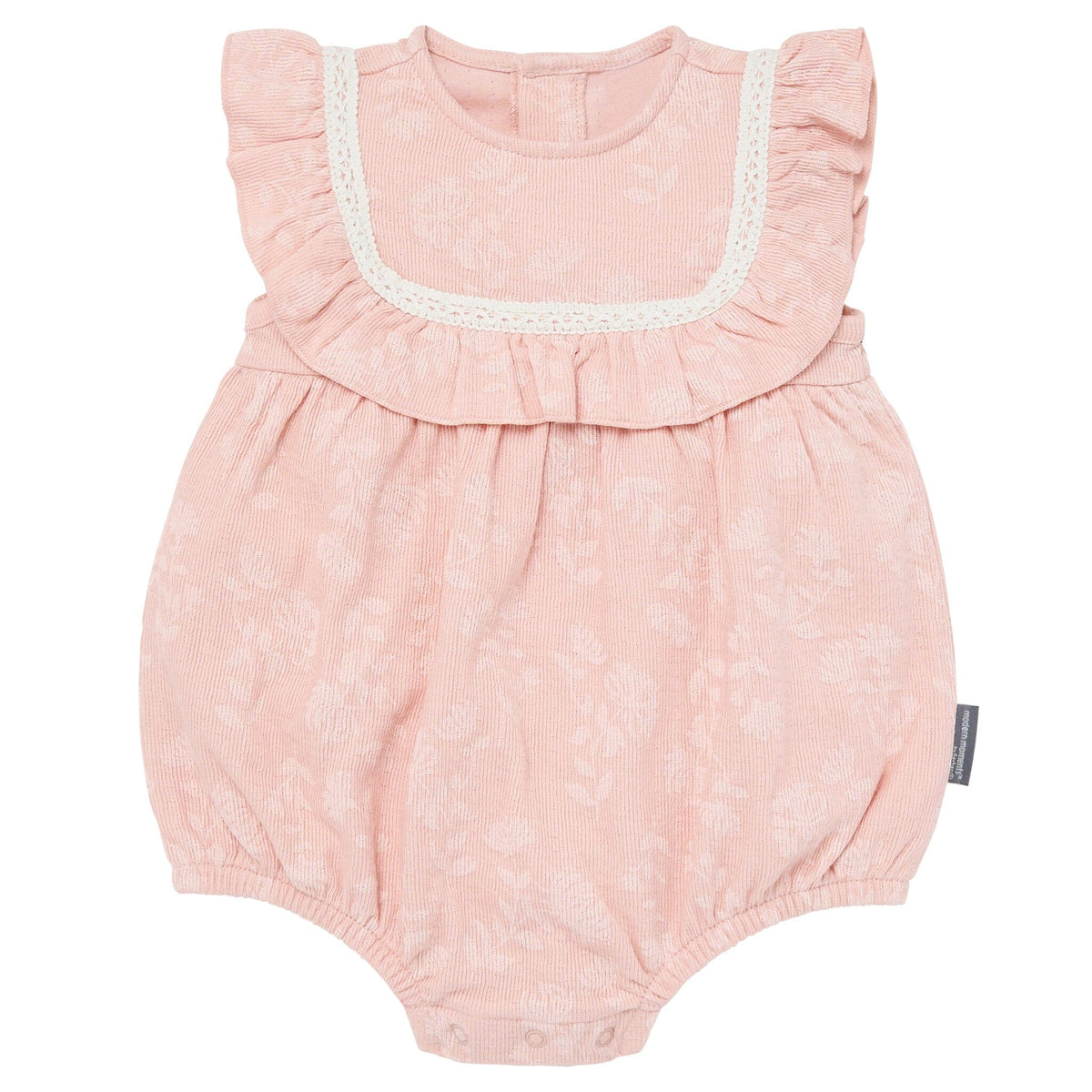 Baby Girls Rose 2-Tone Floral Ruffle Bubble Romper