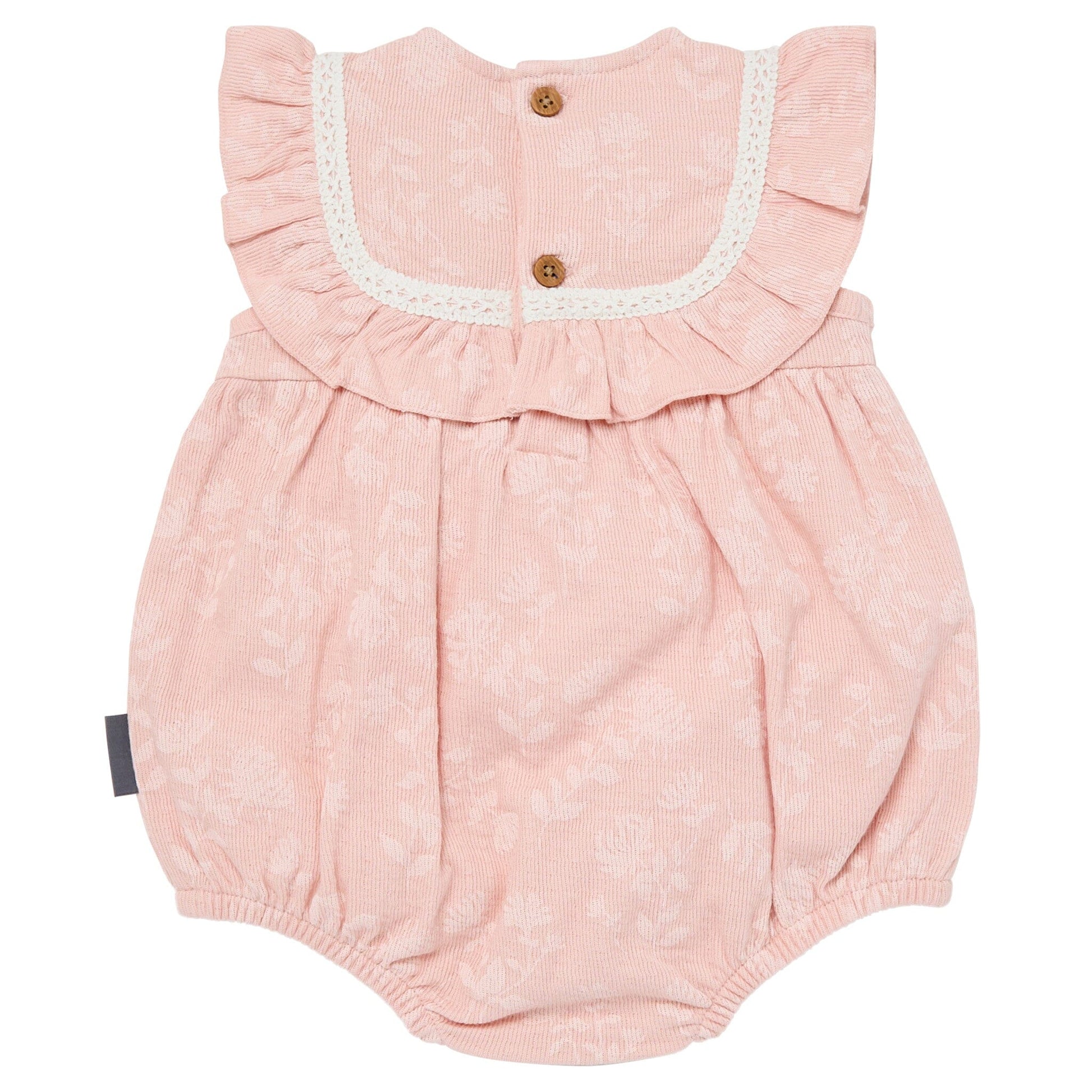 Baby Girls Rose 2-Tone Floral Ruffle Bubble Romper