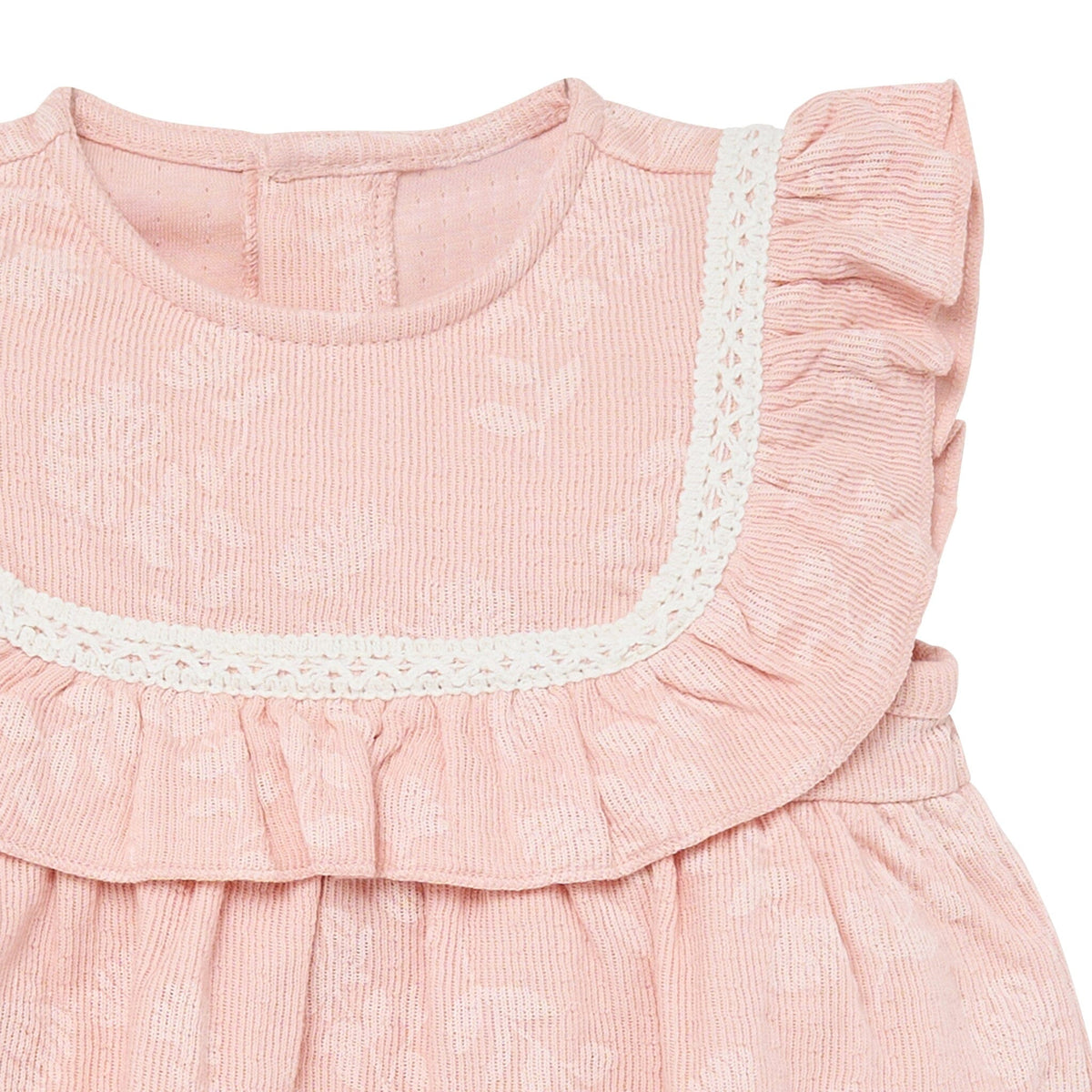 Baby Girls Rose 2-Tone Floral Ruffle Bubble Romper
