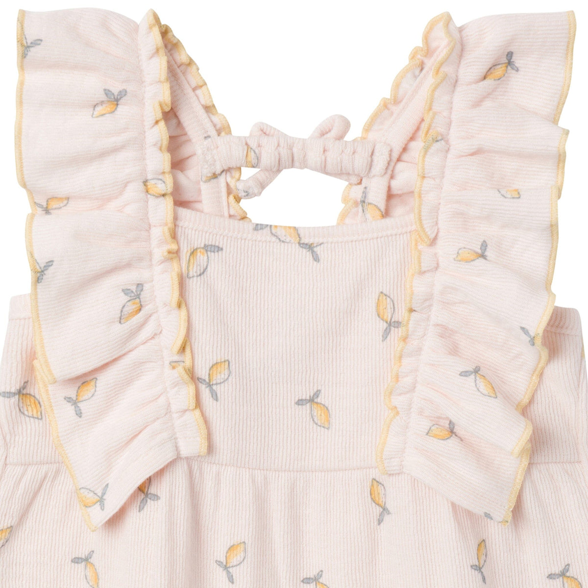 Baby Girls Rose Lemons Ruffles Long Leg Romper