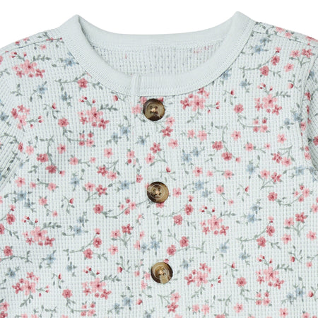 Baby Girls Sky Floral Waffle Slouch Romper