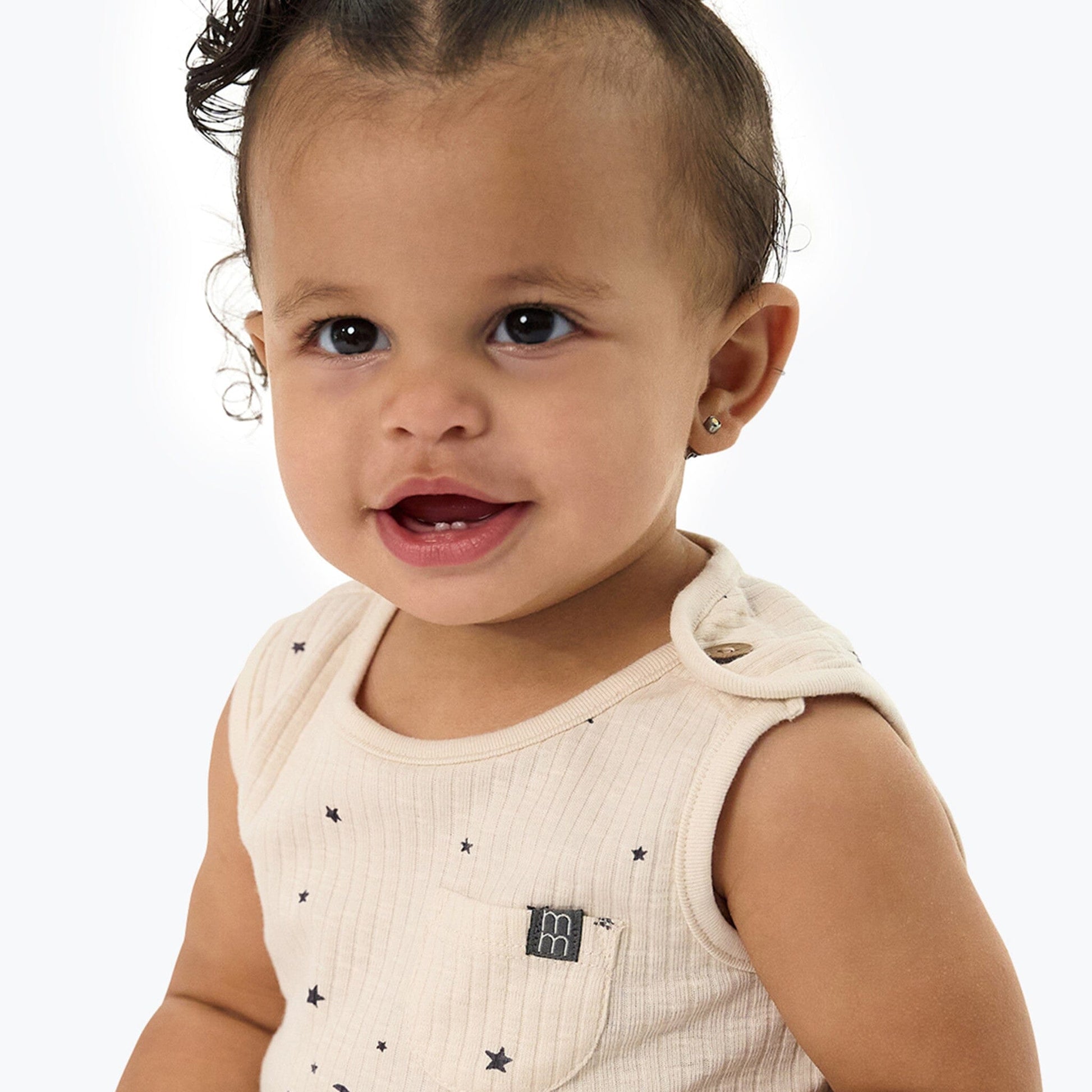 Baby Neutral Lt Beige Moon Stars Tank Top With Pocket Tops Modern Moments™ by Gerber® 