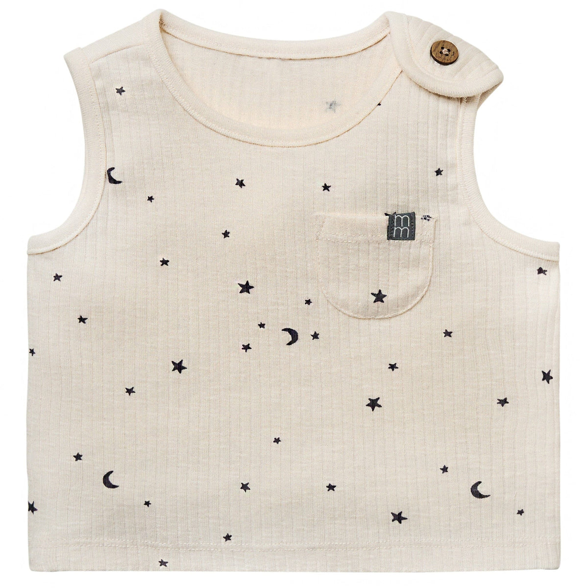 Baby Neutral Lt Beige Moon Stars Tank Top With Pocket Tops Modern Moments™ by Gerber® 