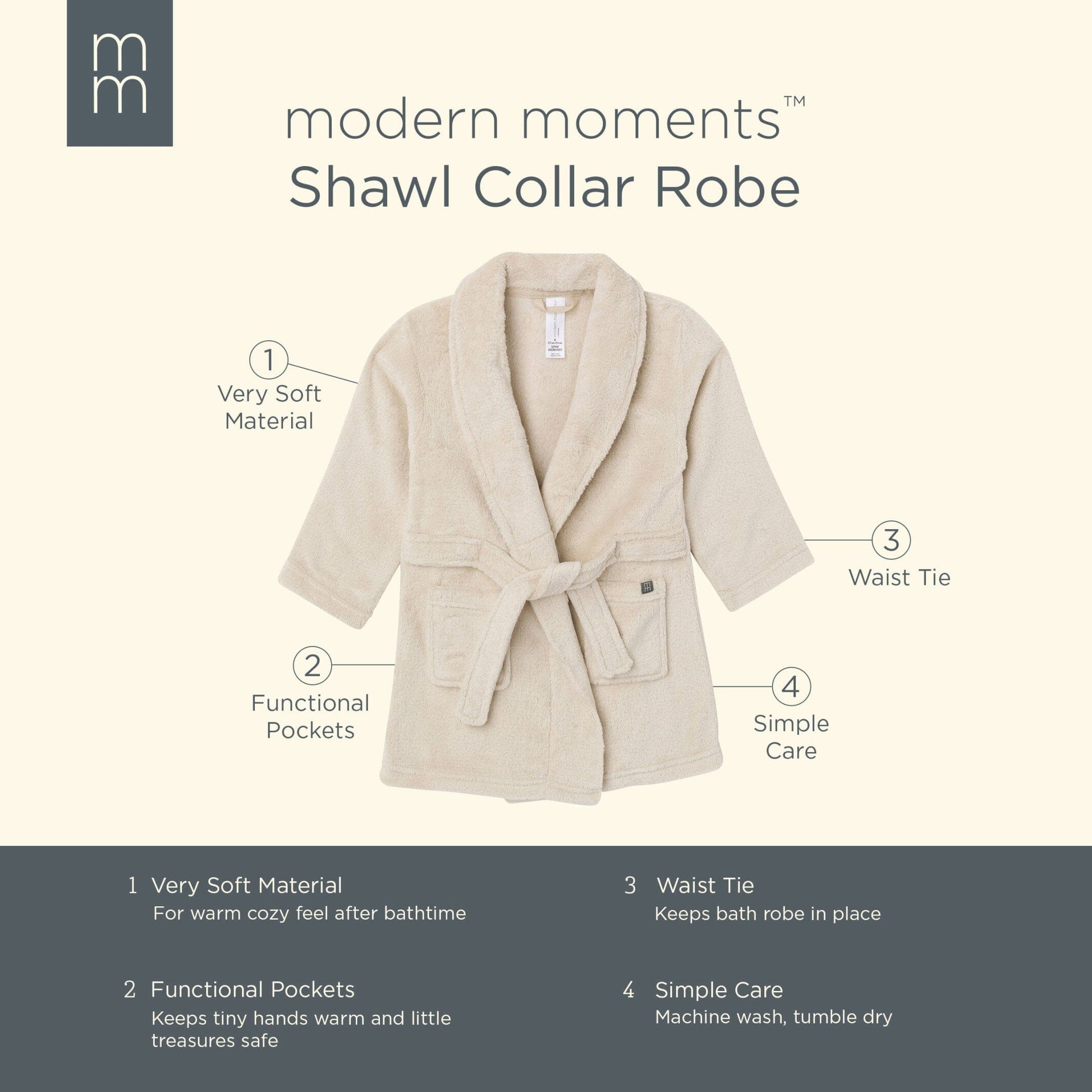 Baby & Toddler Neutral Light Beige Shawl Collar Robe
