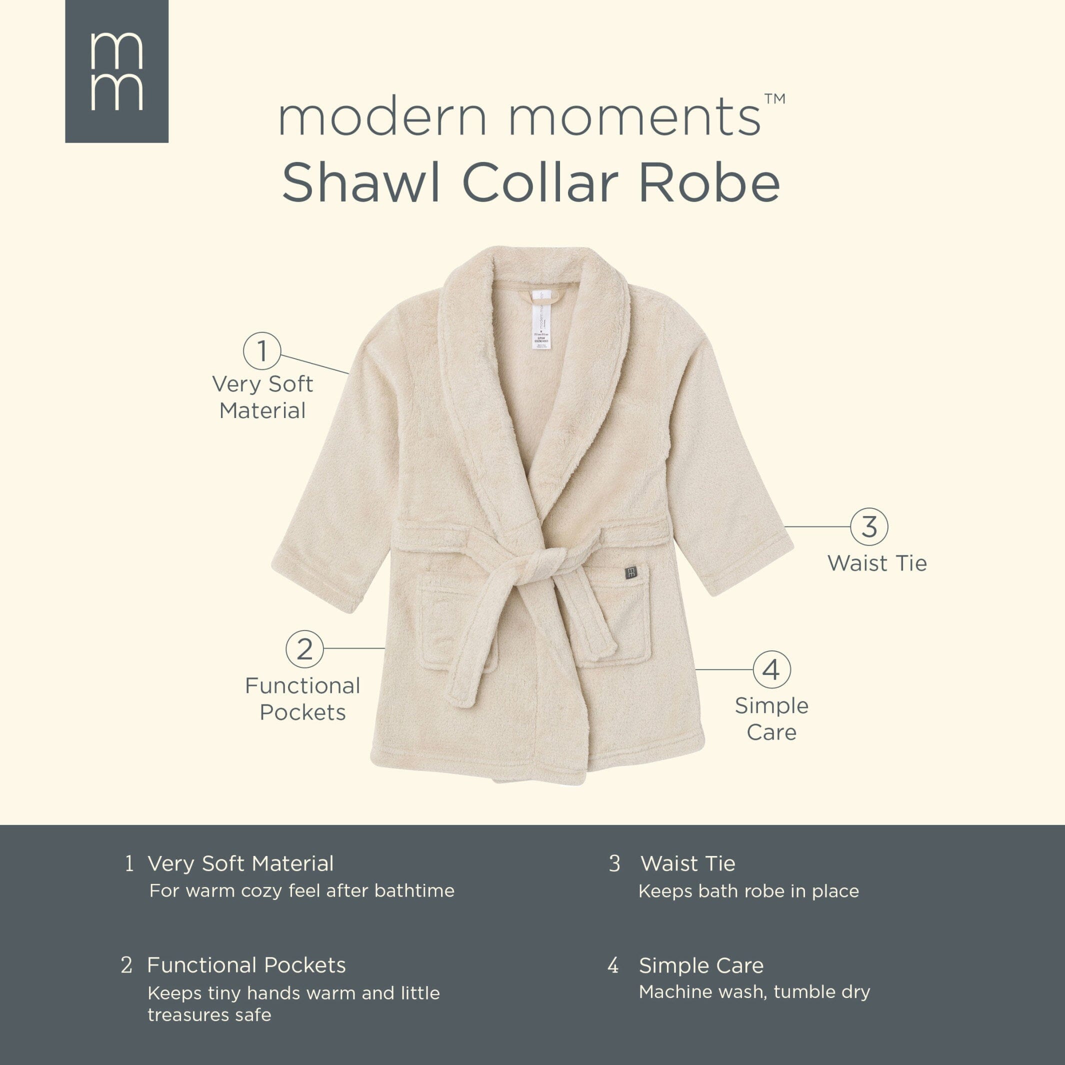 Baby & Toddler Neutral Light Beige Shawl Collar Robe