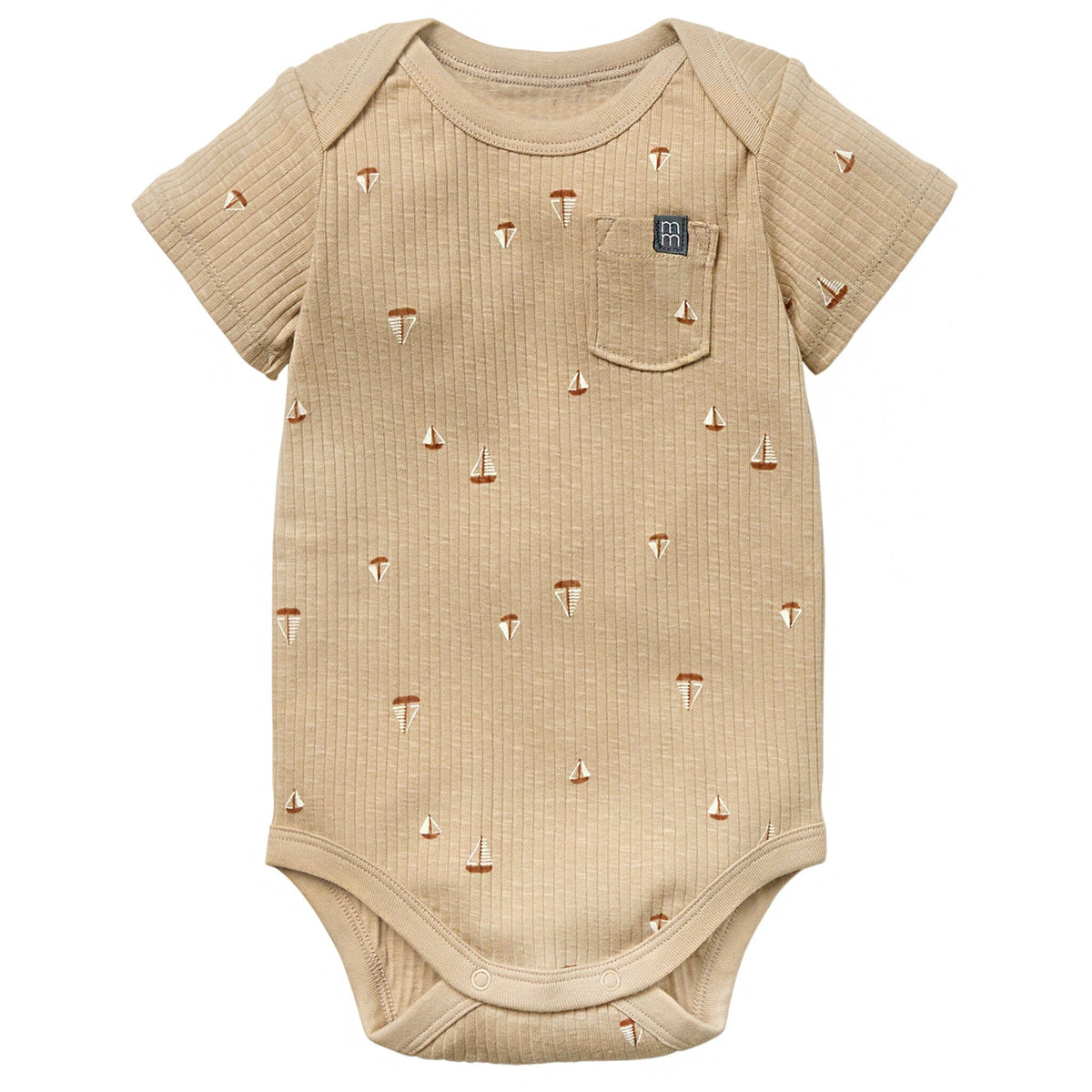 Baby Neutral Lt Tan Sail Boat Short Sleeve Bodysuit Tops Modern Moments™ by Gerber® 