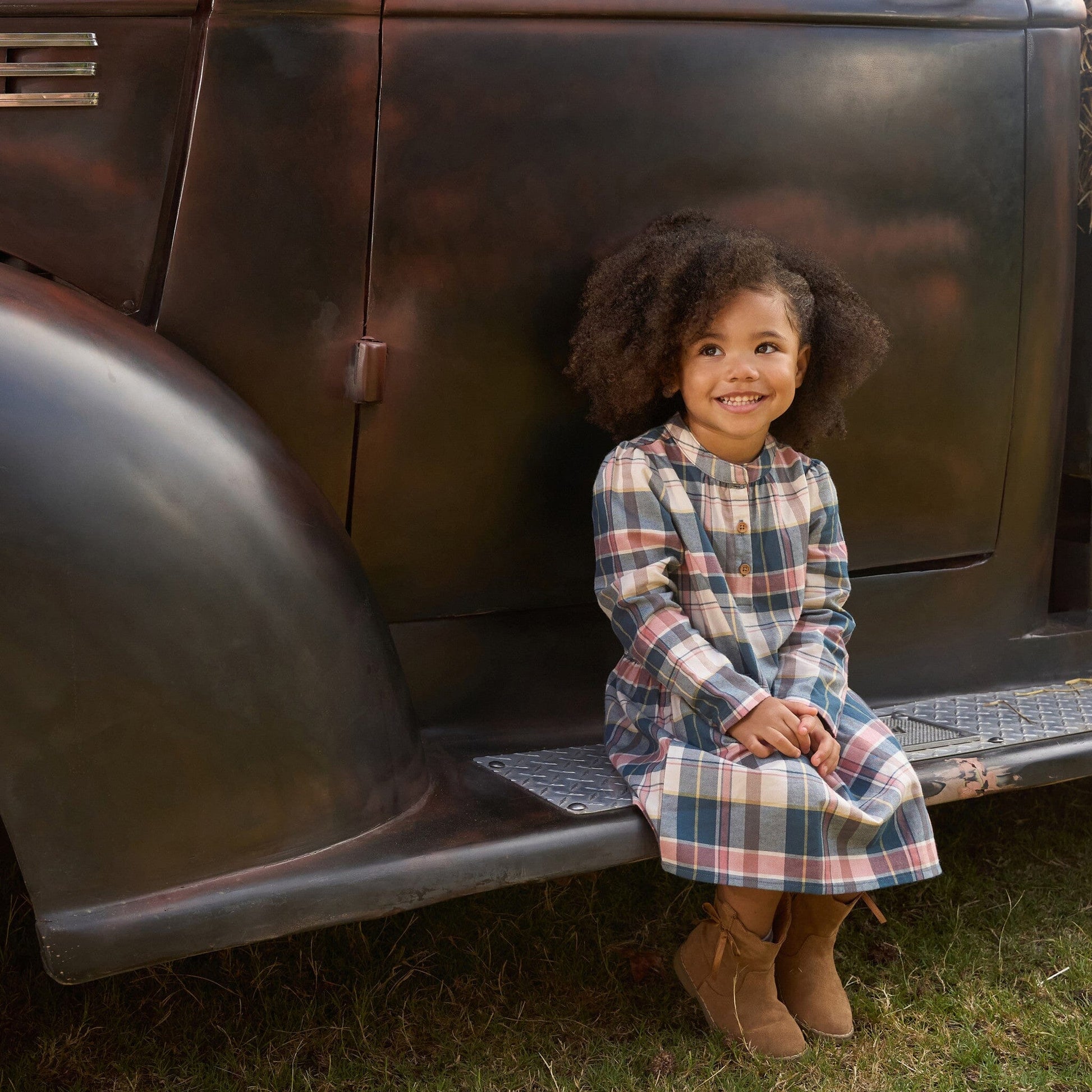 Baby Girls Orion Blue Plaid Collared Dress Dresses Gerber® 