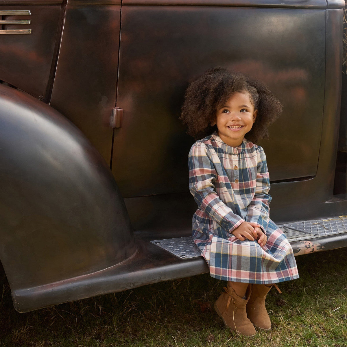 Baby Girls Orion Blue Plaid Collared Dress Dresses Gerber® 