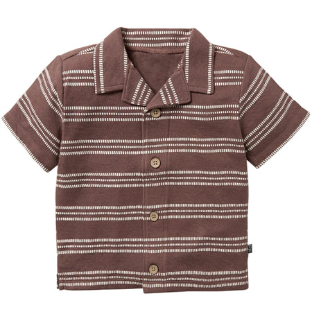 Infant & Toddler Boys Brown Stripe Collar Top