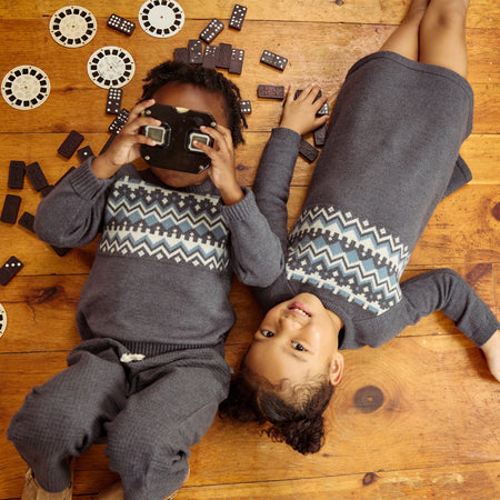Infant & Toddler Boys Dark Grey Heather Fair Isle Viscose Sweater