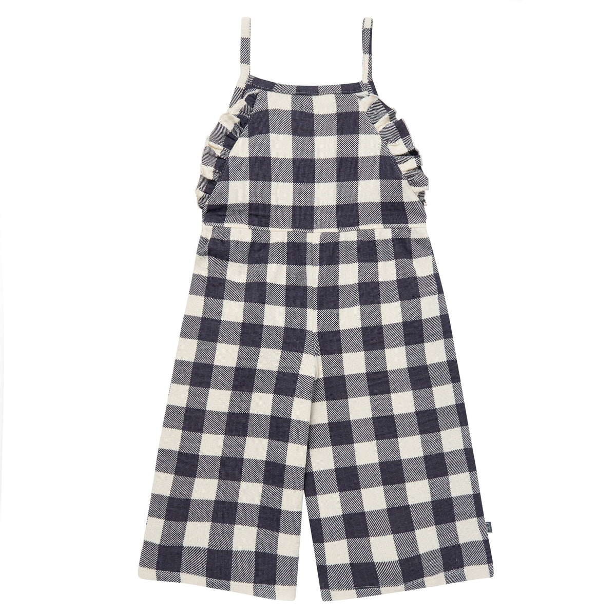 Infant & Toddler Girls Dark Grey Gingham Ruffle Wide Leg Romper rompers Modern Moments™ by Gerber® 