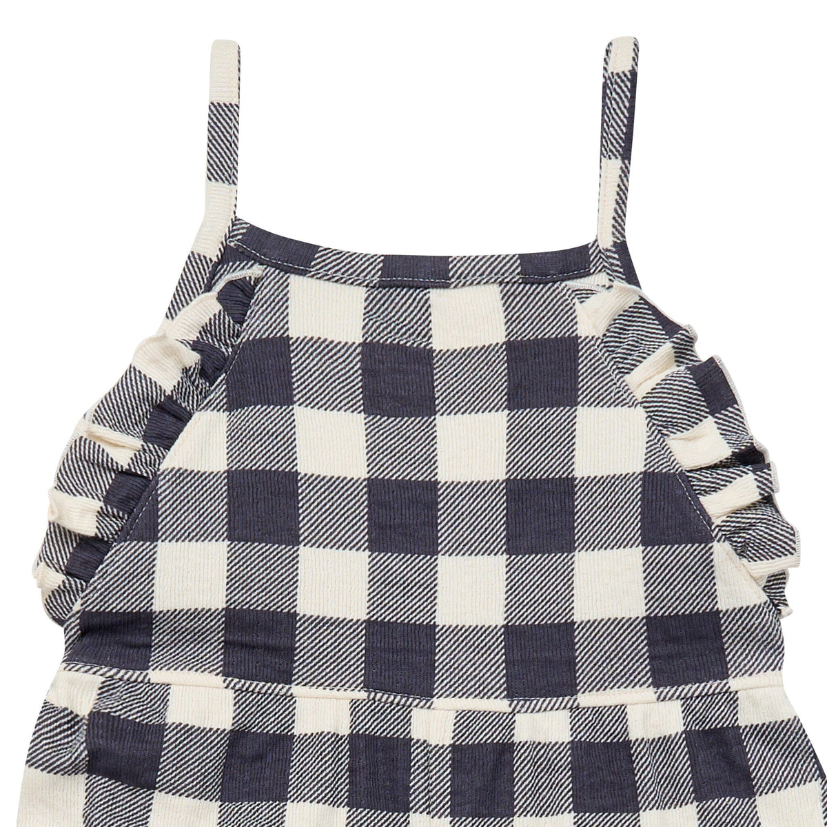 Infant & Toddler Girls Dark Grey Gingham Ruffle Wide Leg Romper rompers Modern Moments™ by Gerber® 