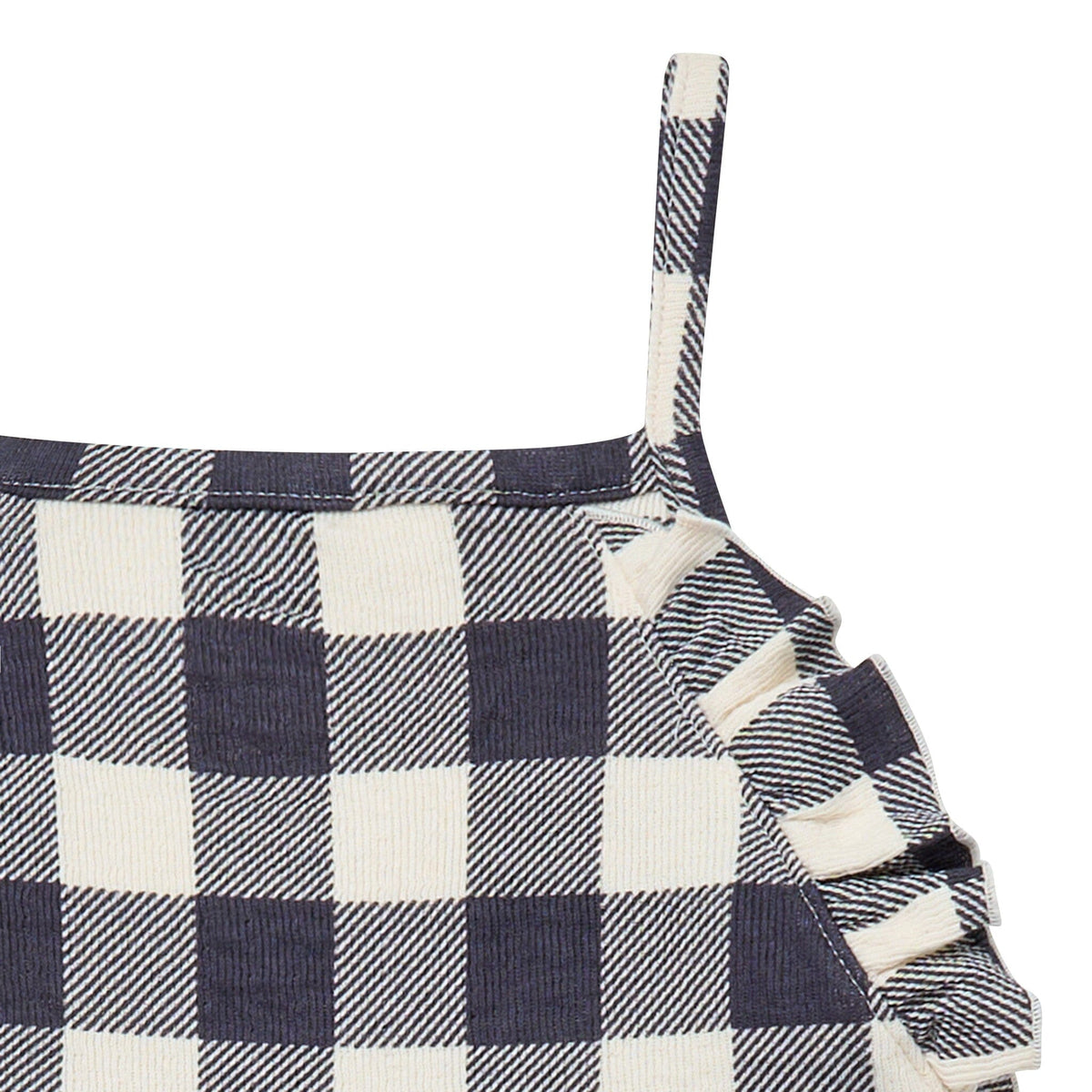 Infant & Toddler Girls Dark Grey Gingham Ruffle Wide Leg Romper rompers Modern Moments™ by Gerber® 
