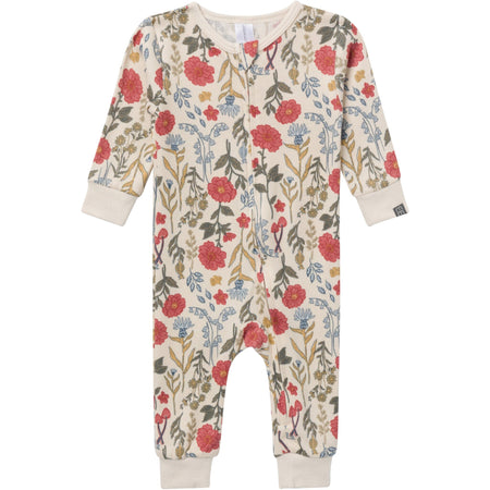 Girls Off-White Floral Snug Fit Footless Pajamas
