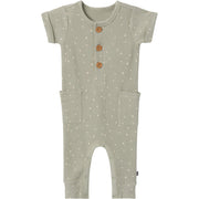Baby Boys Medium Green Triangles Short Sleeve Long Leg Romper