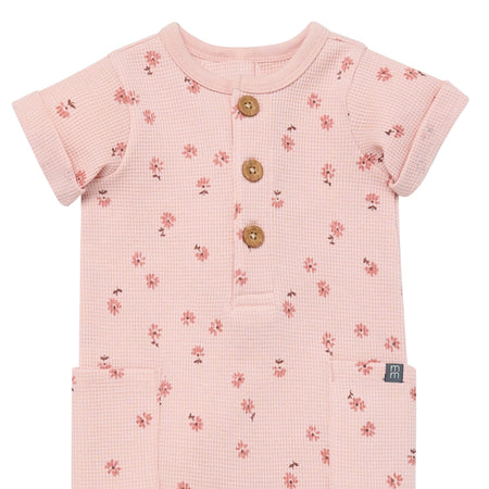 Baby Girls Tossed Daisy Short Sleeve Long Leg Romper