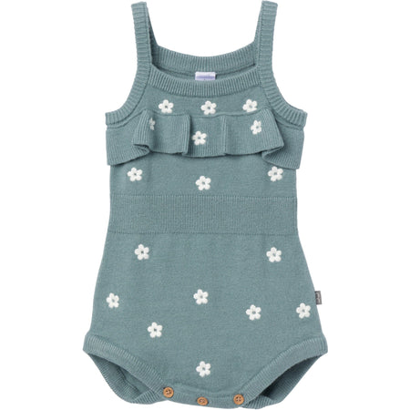 Baby Girls Teal Floral Jersey Sunsuit Viscose Romper