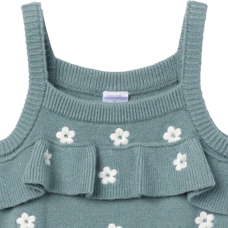 Baby Girls Teal Floral Jersey Sunsuit Viscose Romper