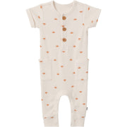 Baby Neutral Beige Suns Short Sleeve Long Leg Romper