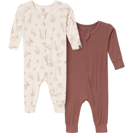 2-Pack Baby & Toddler Neutral Beige Cowboy Viscose Snug Fit Footless Pajamas