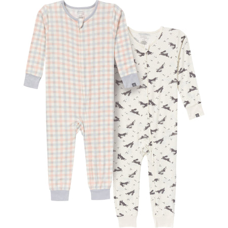 2-Pack Baby & Toddler Neutral Blue Plaid Viscose Snug Fitting Footless Pajamas