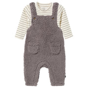 2-Piece Baby Boys Medium Gray Microplush Overall