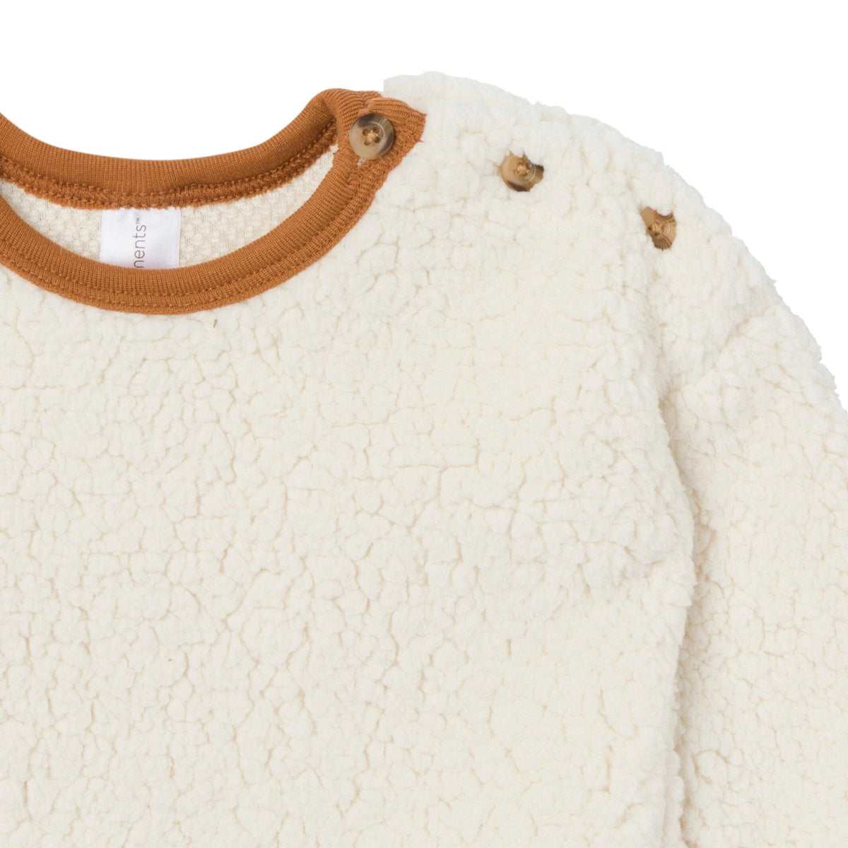 2-Piece Baby Girls Ivory Sherpa Drop Shoulder Top With Pants