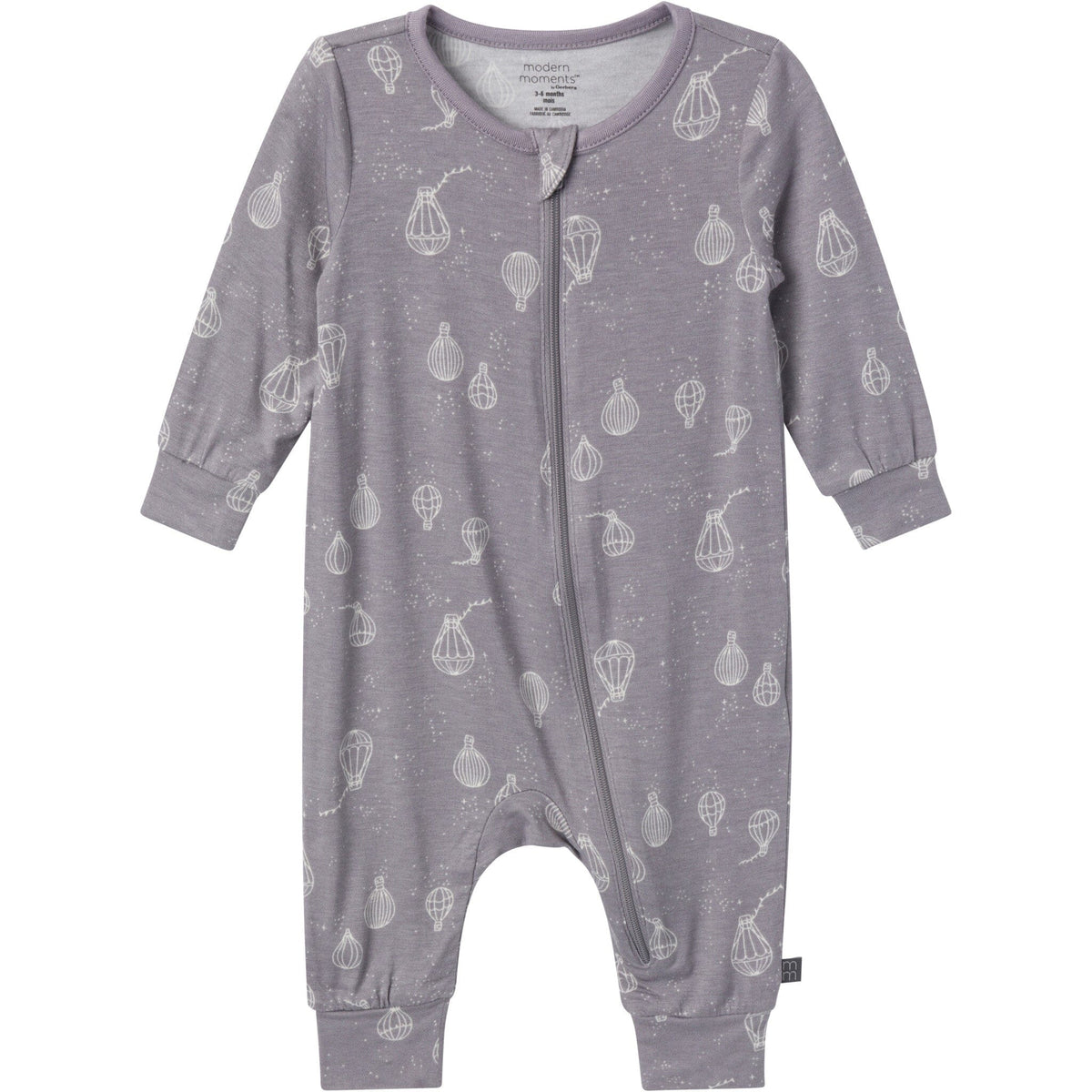 2-Pack Baby Neutral Silver Hot Air Ballon Footless Coveralls