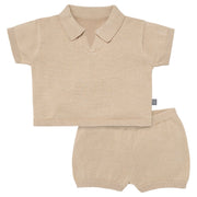 2-Piece Baby Boys Light Tan Johnny Collar Sweater Knit Set outfits Modern Moments™ by Gerber® 