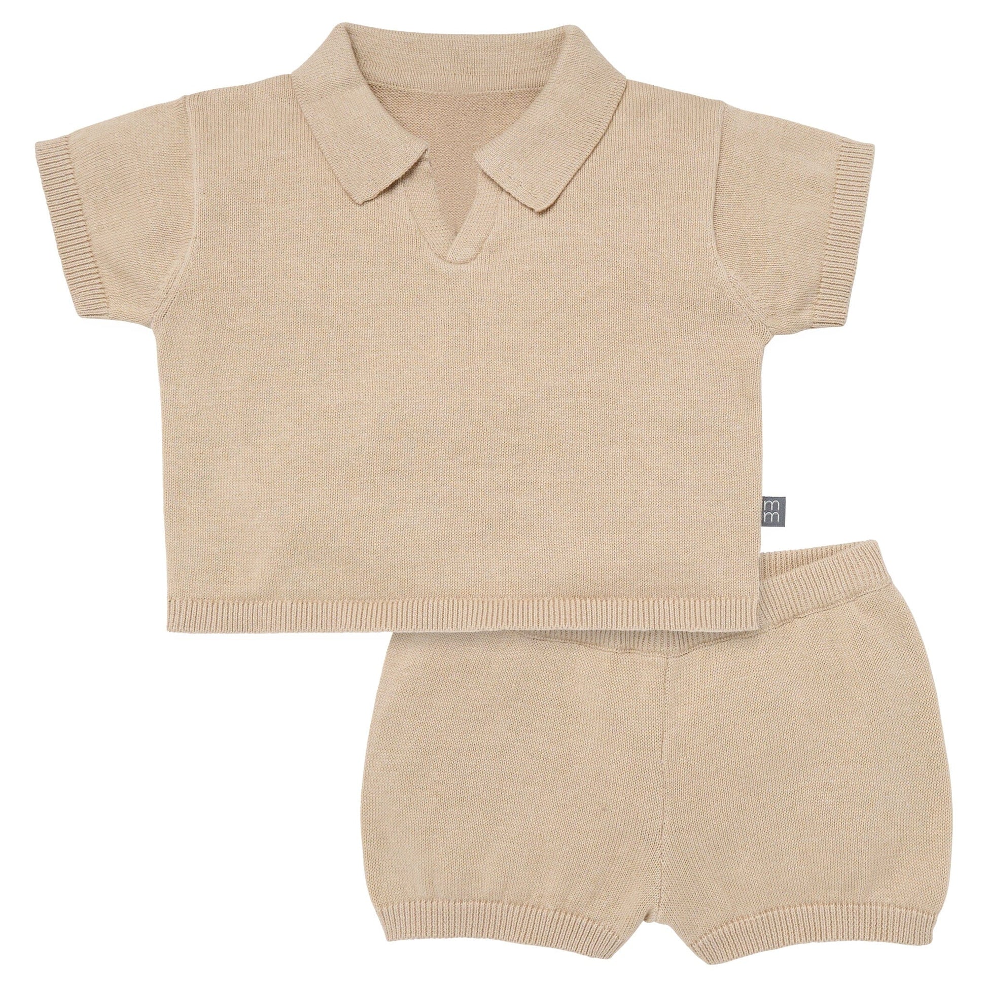 2-Piece Baby Boys Light Tan Johnny Collar Sweater Knit Set outfits Modern Moments™ by Gerber® 
