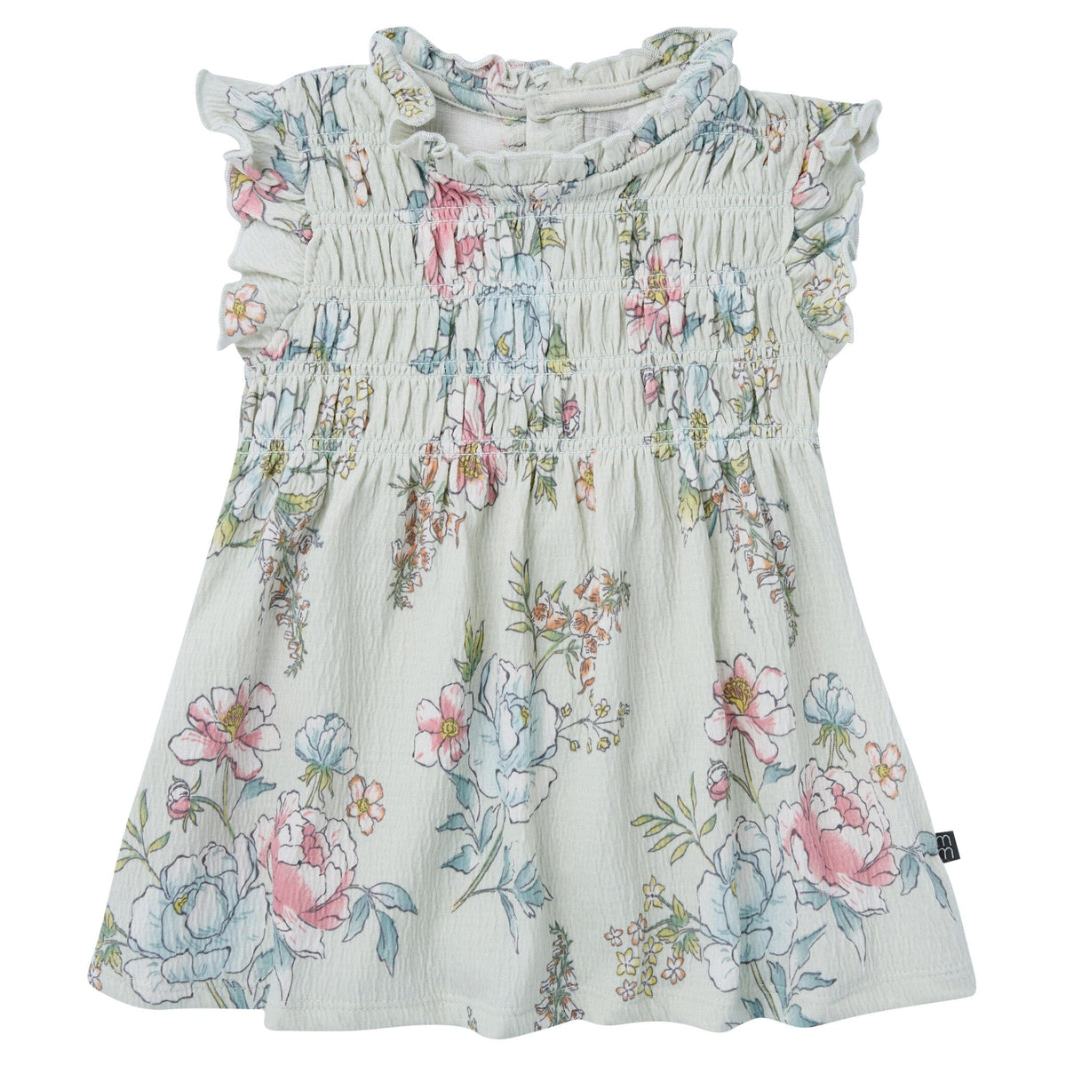 2-Piece Baby Girls Blue Flower Smocked Dress and Diaper Cover Dresses Modern Moments™ by Gerber® 