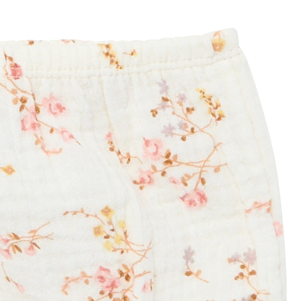 2-Piece Baby Girls Ivory Bunches Floral Puffled Sleeve Dress and Diaper Cover Set