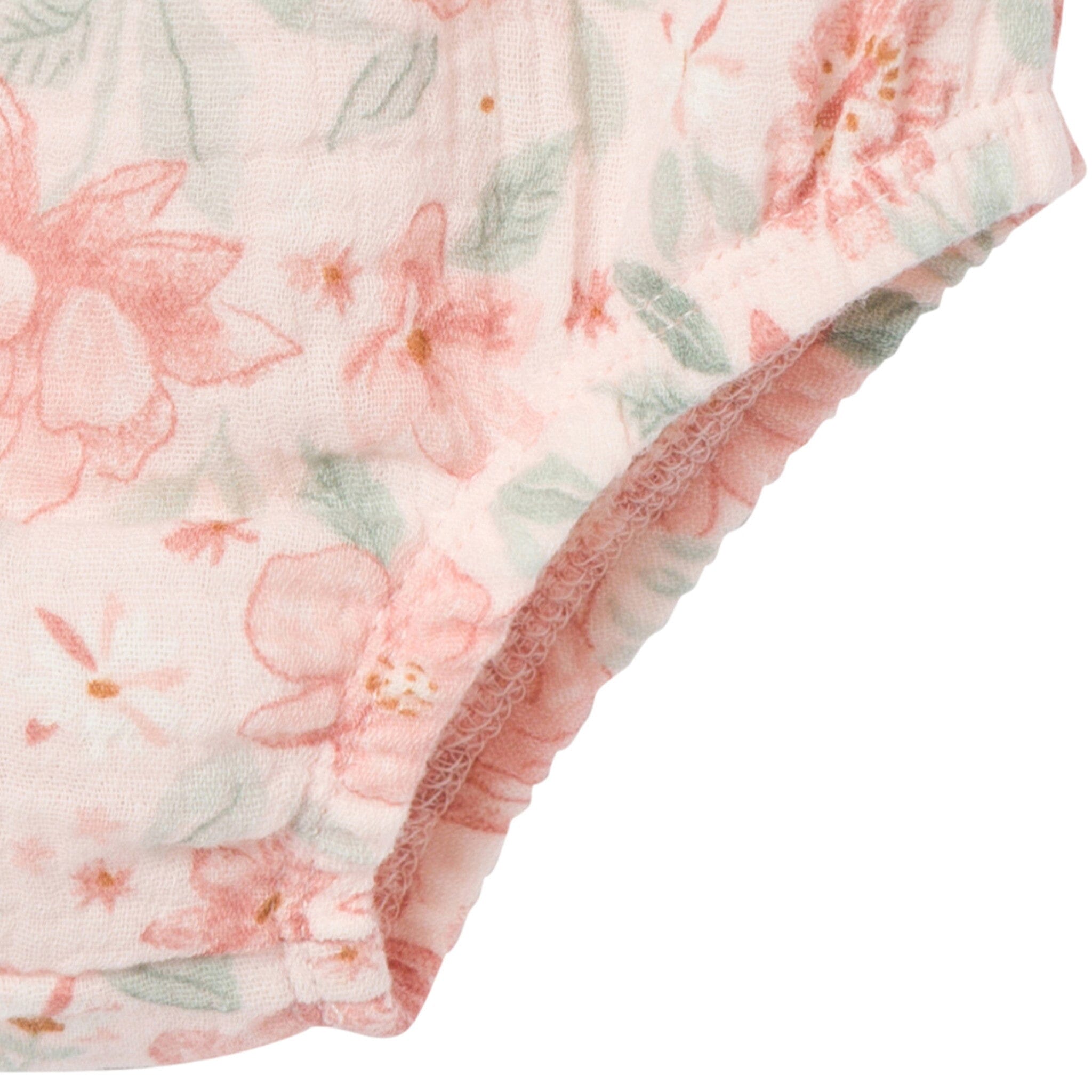 2-Piece Baby Girls Light Rose Watercolor Floral Puffled Sleeve Dress and Diaper Cover Set