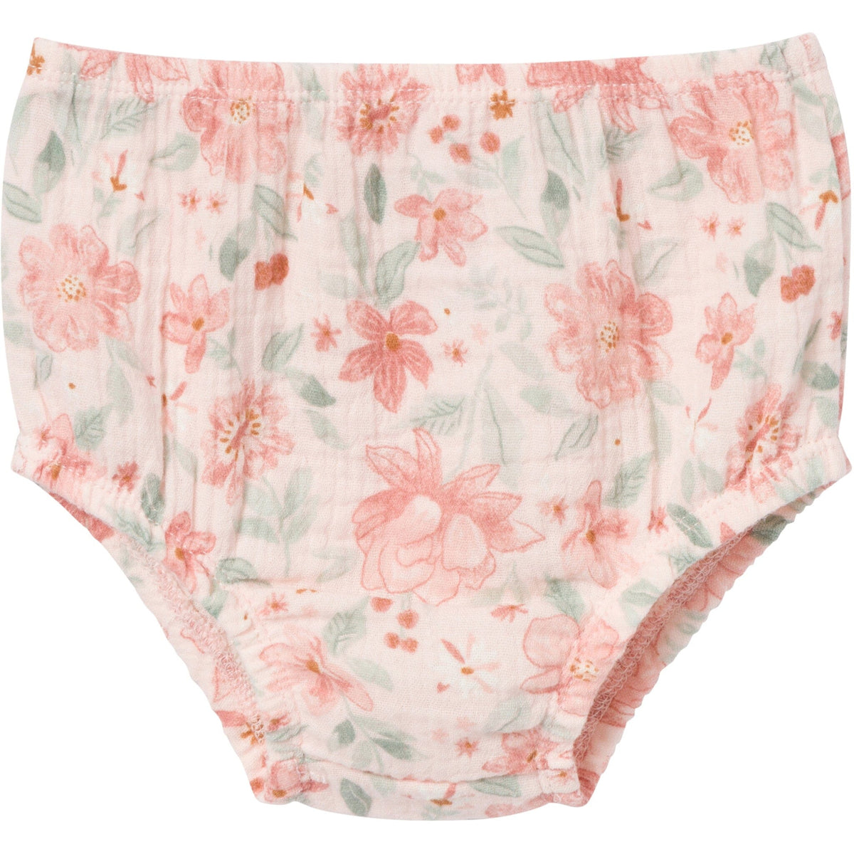 2-Piece Baby Girls Light Rose Watercolor Floral Puffled Sleeve Dress and Diaper Cover Set