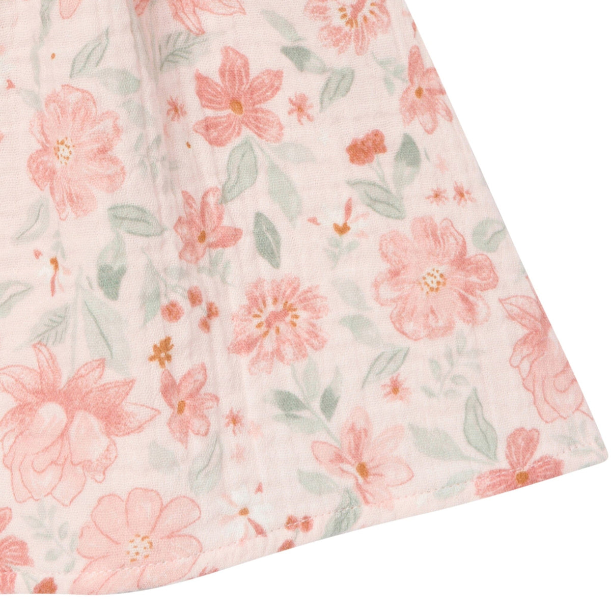 2-Piece Baby Girls Light Rose Watercolor Floral Puffled Sleeve Dress and Diaper Cover Set
