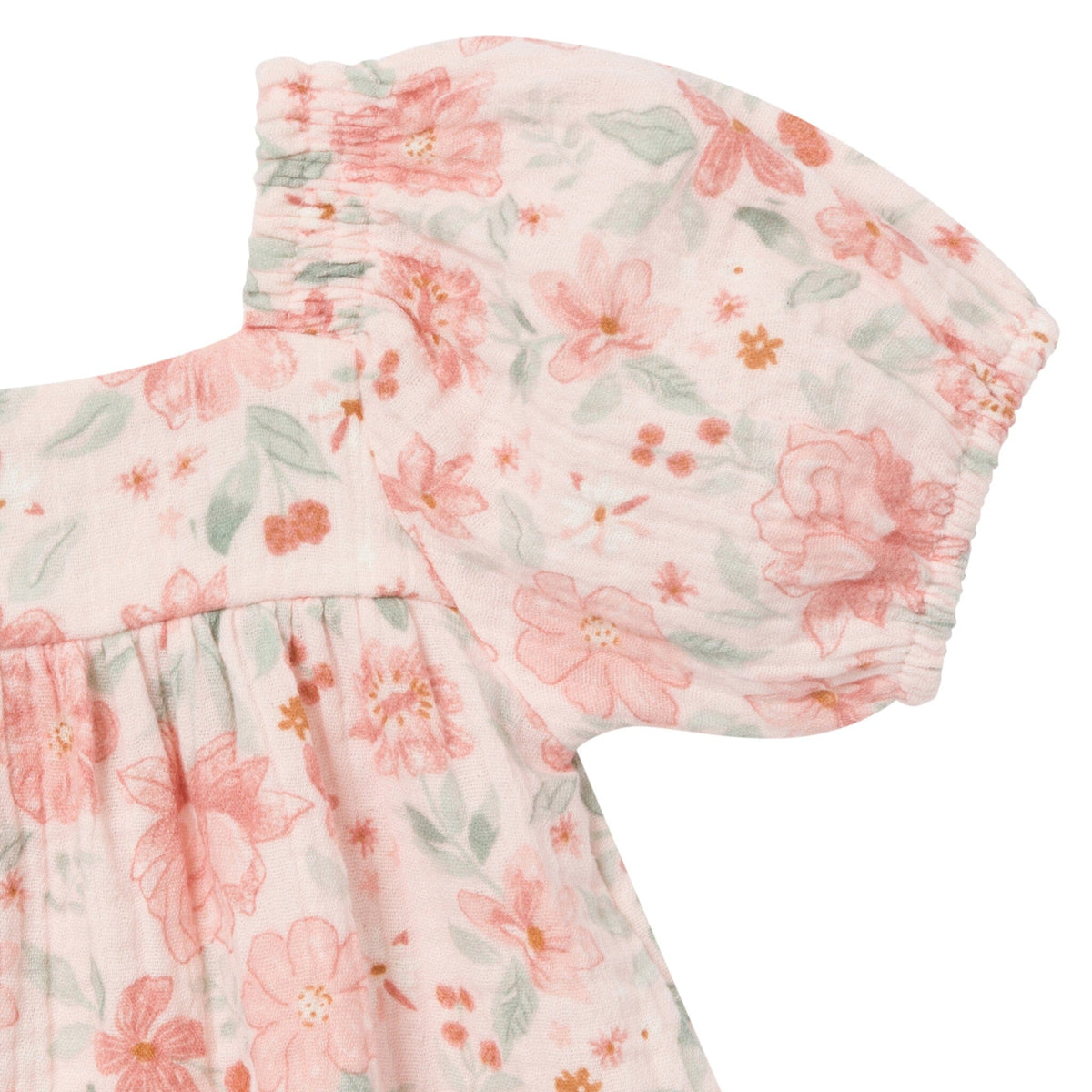 2-Piece Baby Girls Light Rose Watercolor Floral Puffled Sleeve Dress and Diaper Cover Set