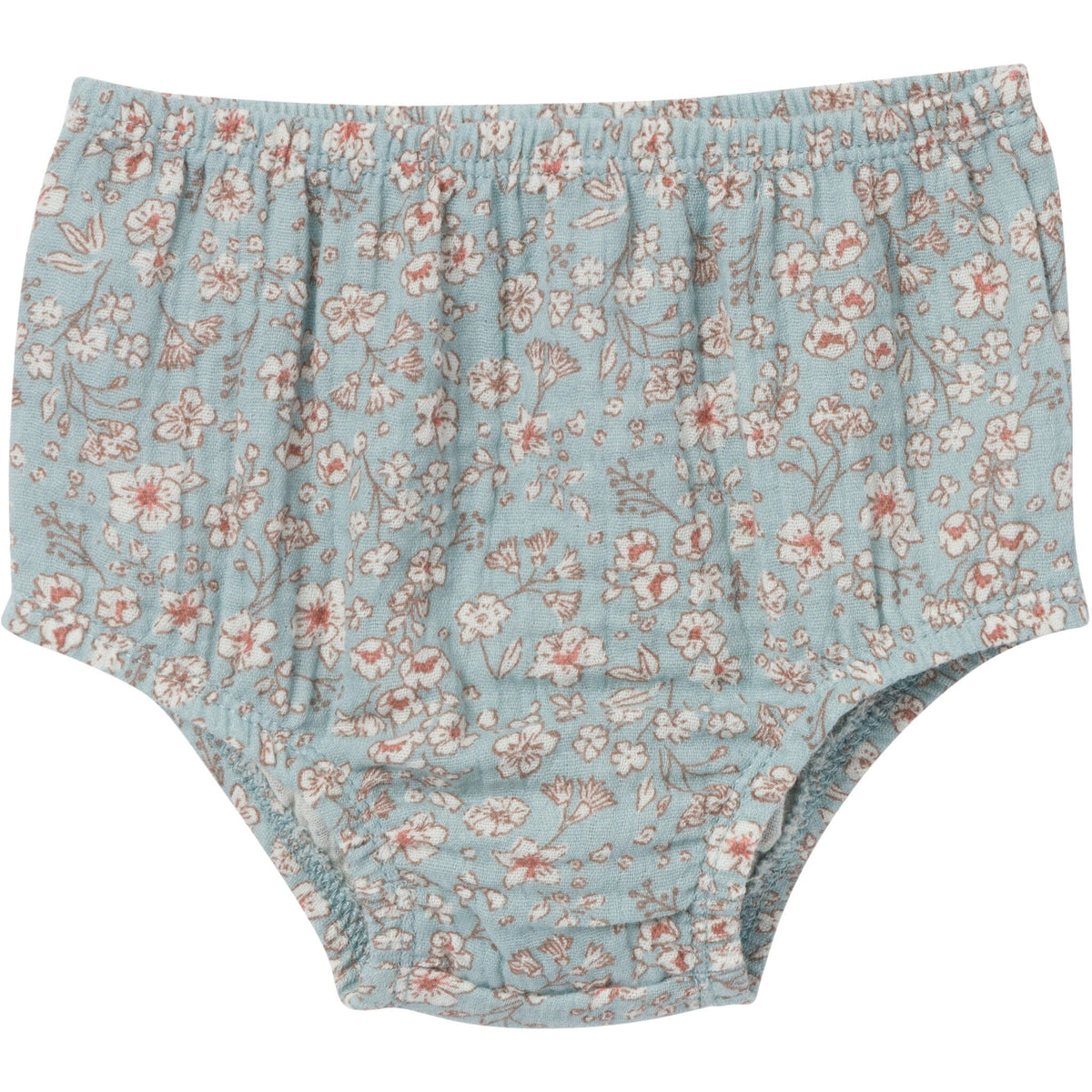 2-Piece Baby Girls Medium Teal Ditsy Puffled Sleeve Dress and Diaper Cover Set