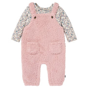 2-Piece Baby Girls Pale Mauve Plush Overall With Long Sleeve Top Outfits & Sets Gerber® 