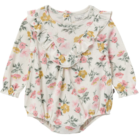 2-Piece Baby Girls Floral Bubble Romper and Tights